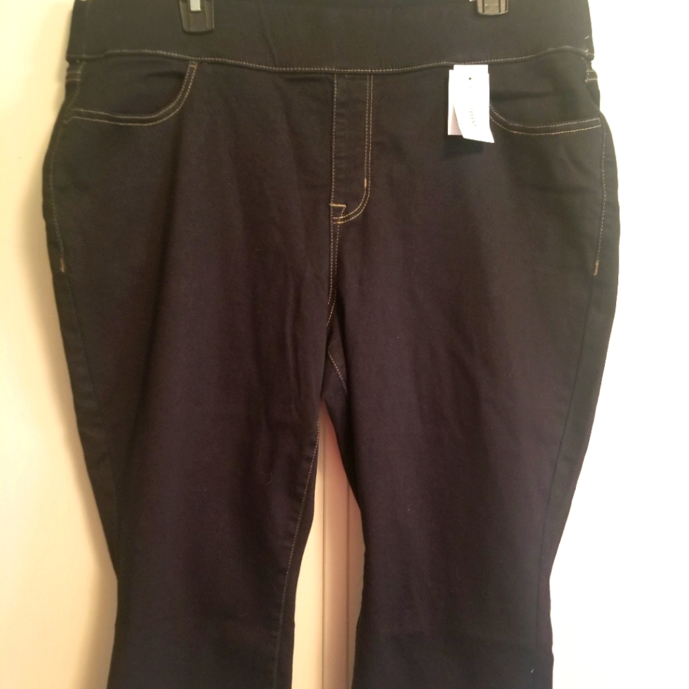 Lane Bryant Pull On Pedal Pants, dark denim, size 18, NWT